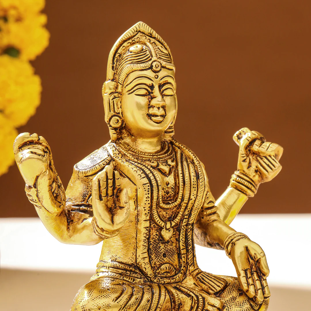 Brass Bala Tripurasundari Idol On Lotus (6 Inch) - Image 6