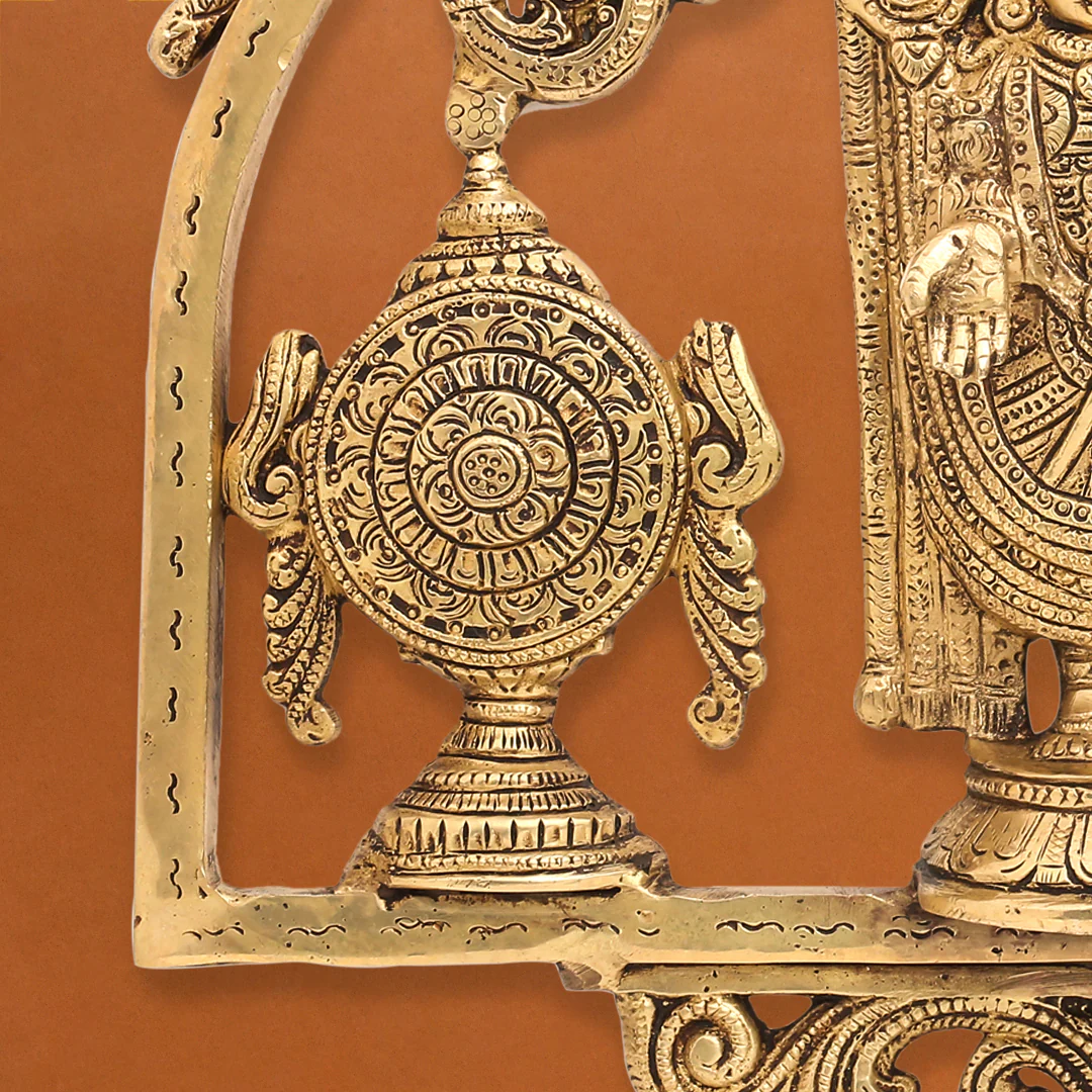 Brass Balaji Shankh Chakra Namah Wall Hanging (11 Inch) - Image 3