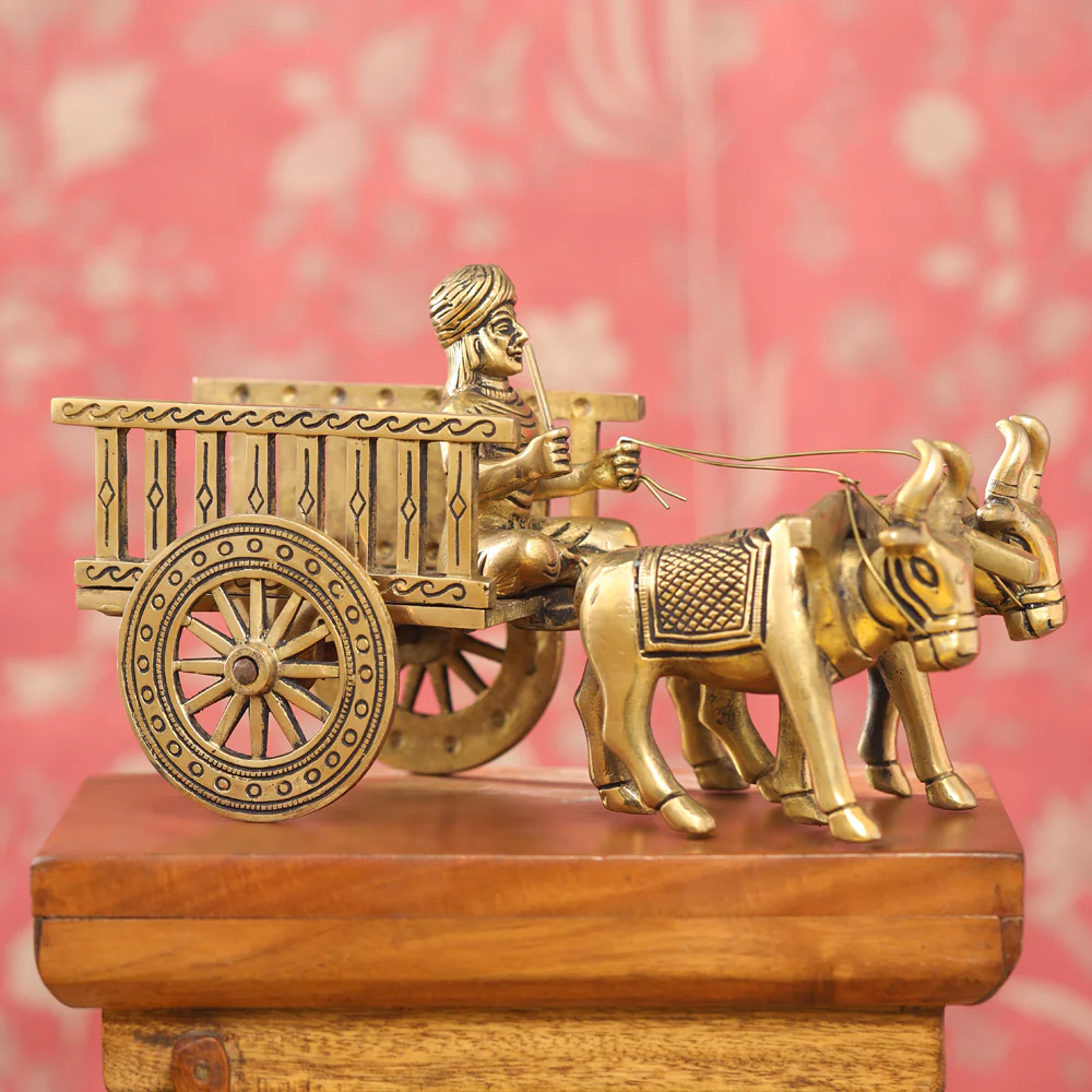 Brass Big Double Bullock Cart (6 Inch) - Image 5
