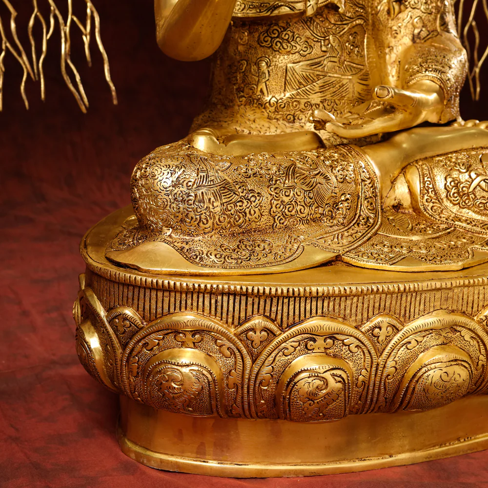 Brass Home Decor Buddha Statue With Tree (42 Inch) - Image 6