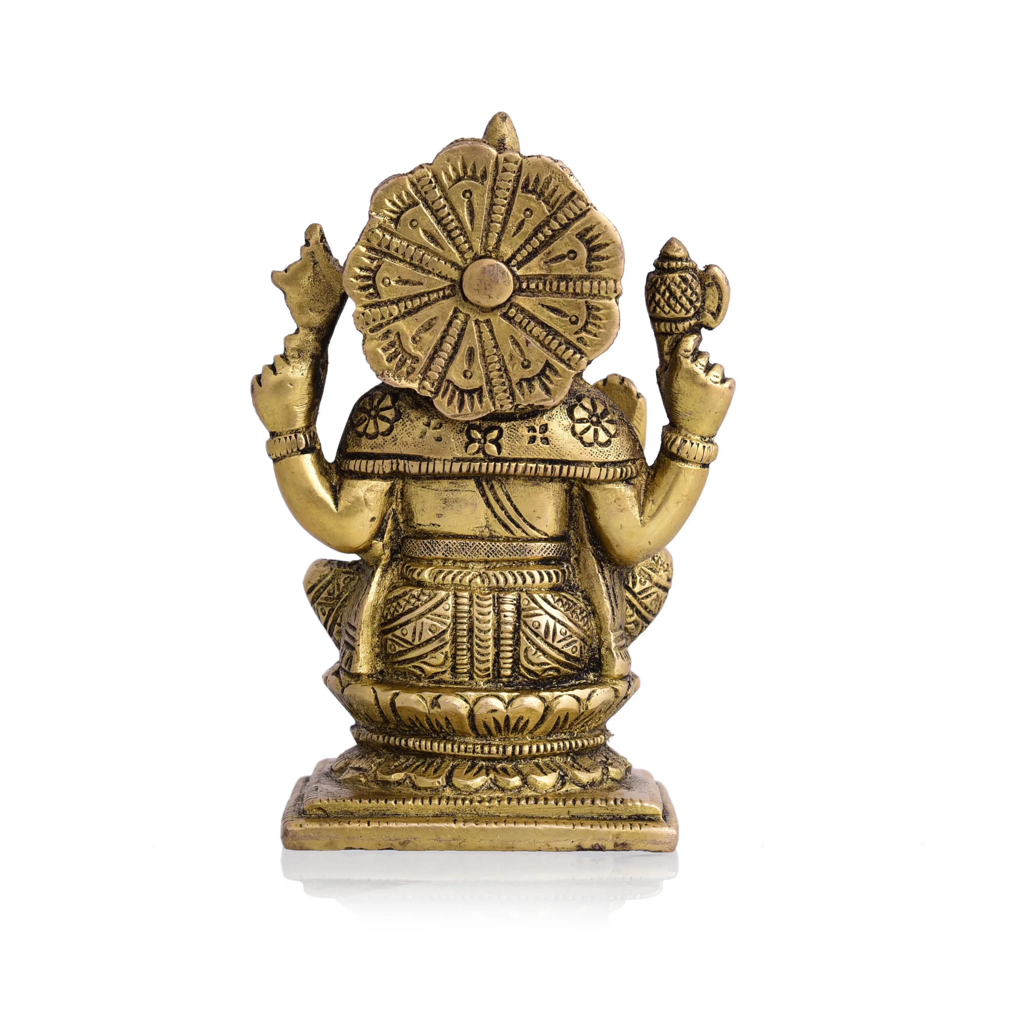 Brass Blessing Sitting Ganesha Idol (4.8 Inch) - Image 5