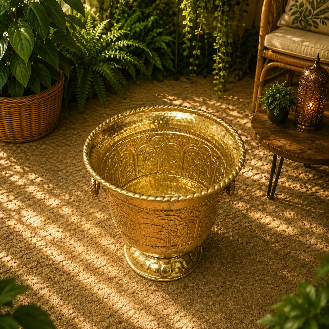 Brass Bucket Planter Pot - Image 8
