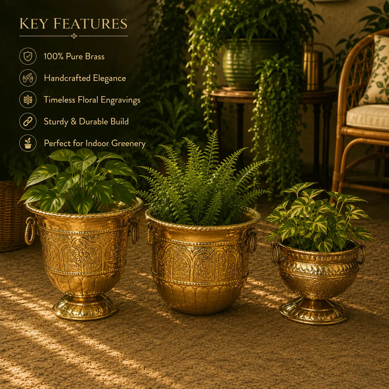 Brass Bucket Planter Pot - Image 9