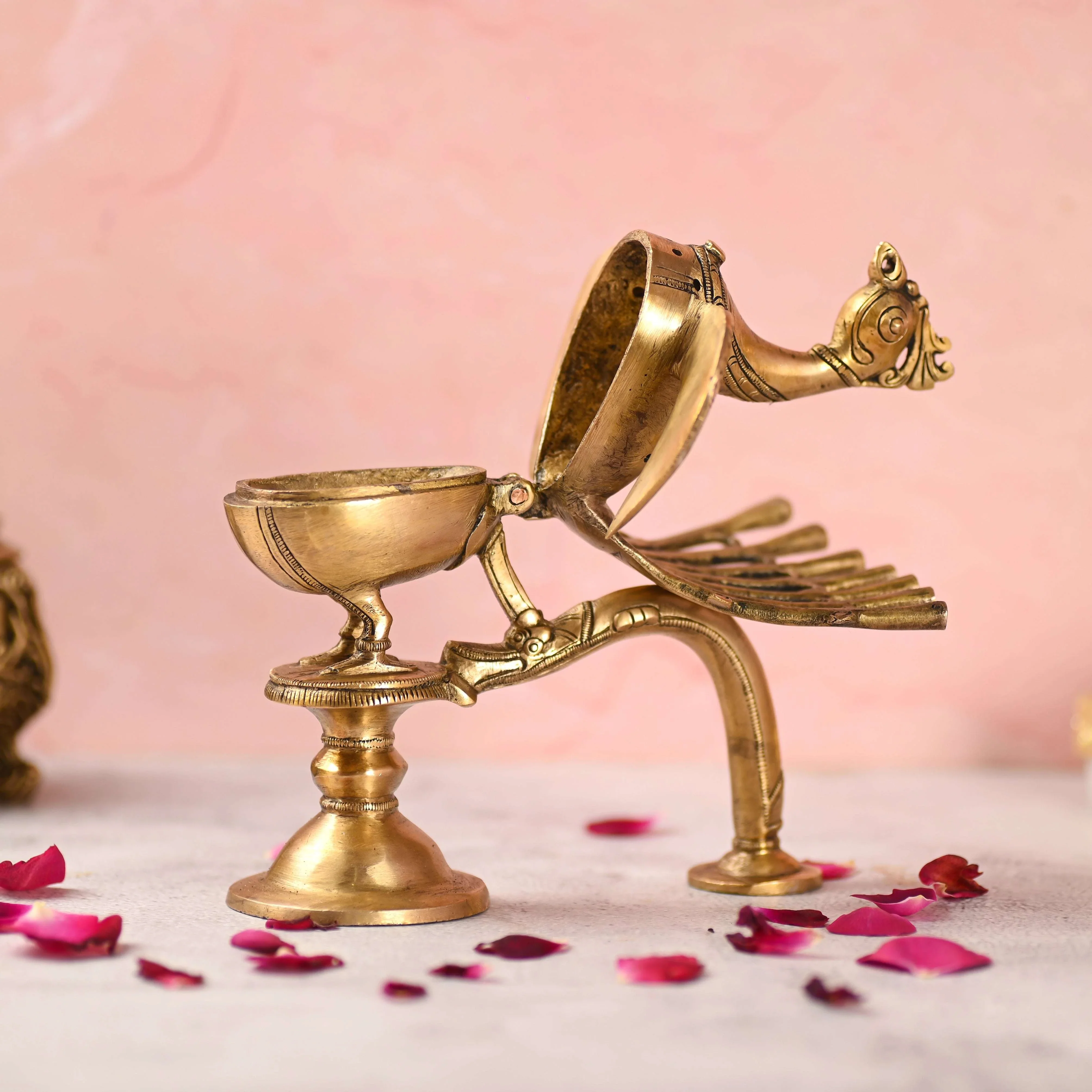 Brass Peacock Dhoop Dani & Incense Holder (8.5 Inch) - Image 6