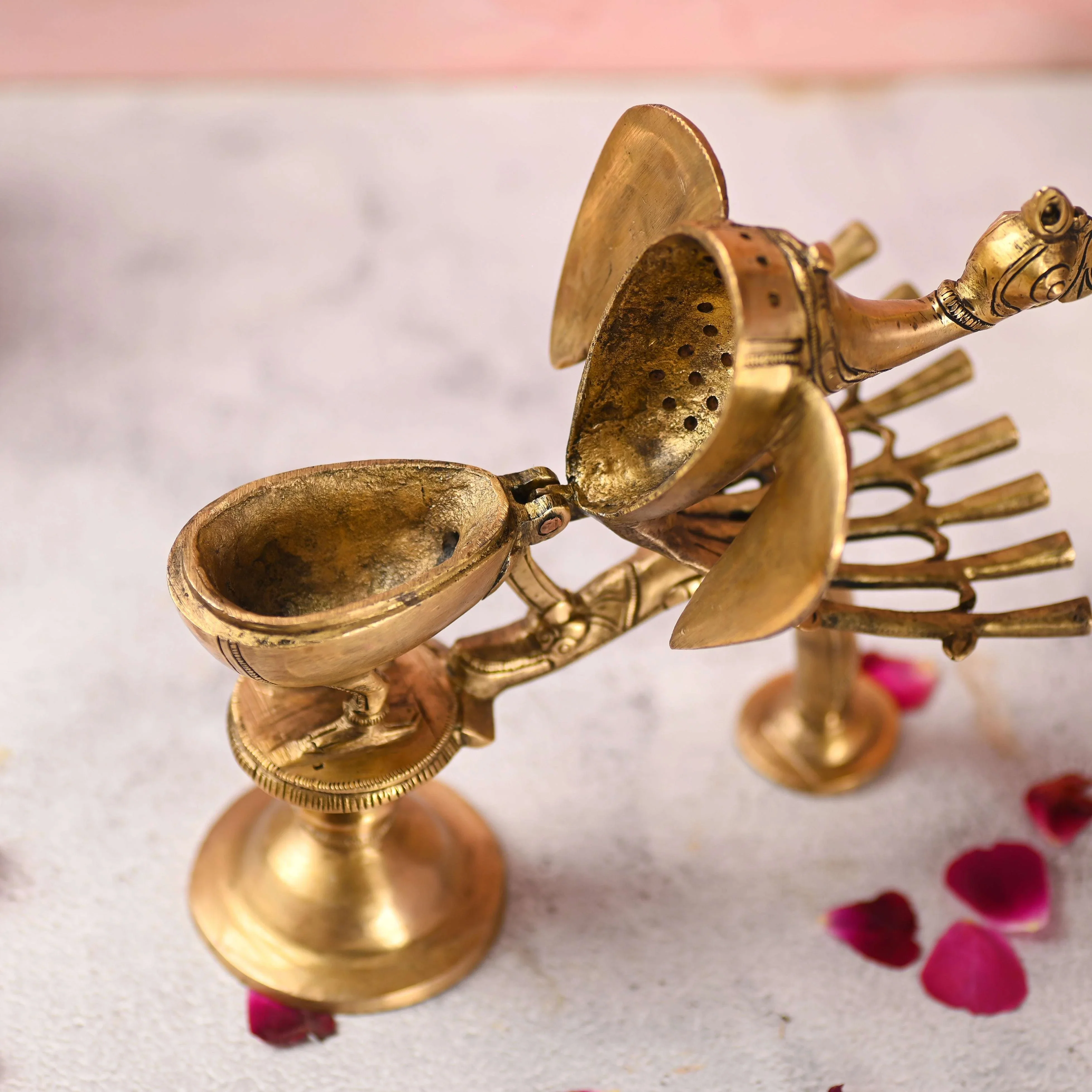 Brass Peacock Dhoop Dani & Incense Holder (8.5 Inch) - Image 7