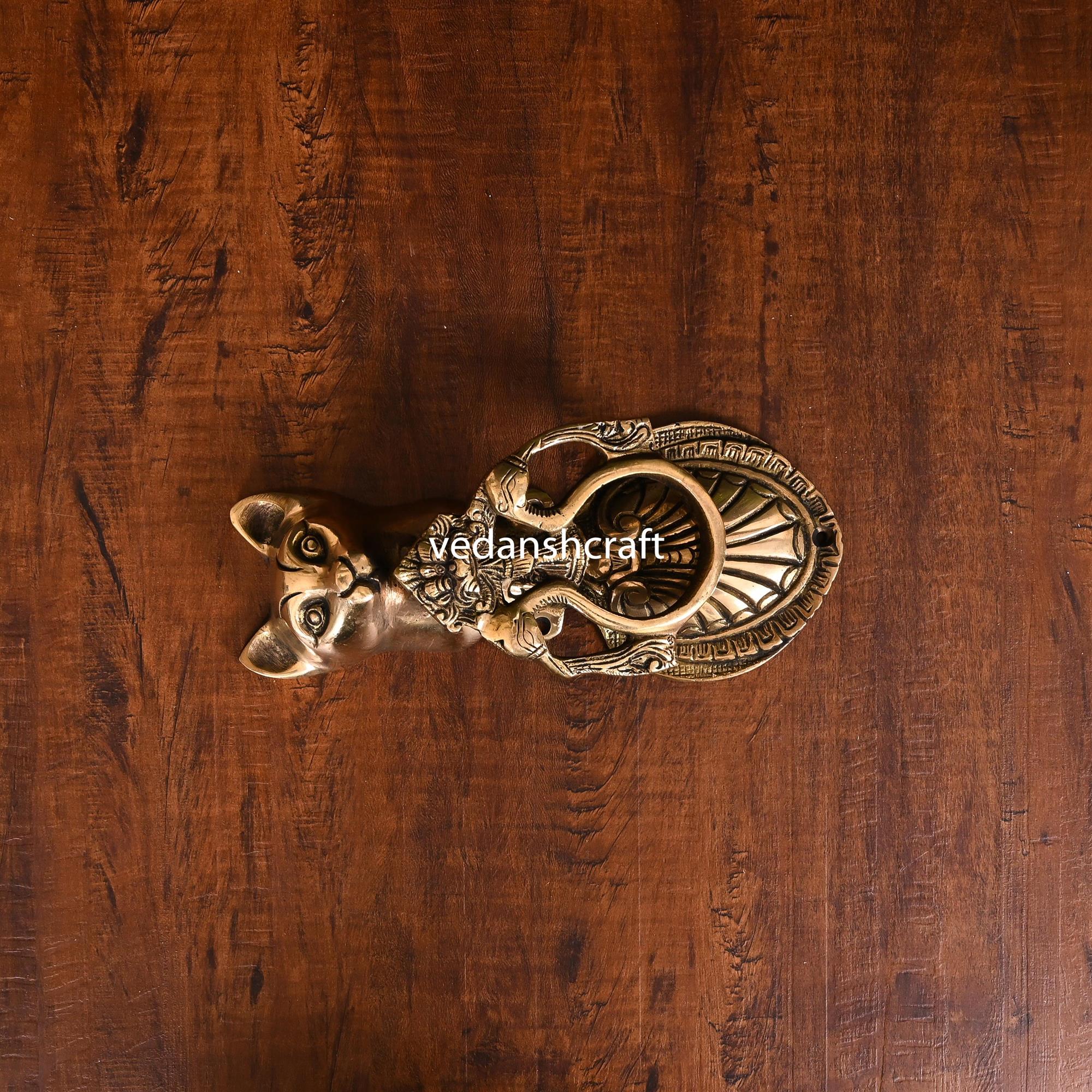 Brass Cat Door Knocker (8.5 Inch) - Image 4