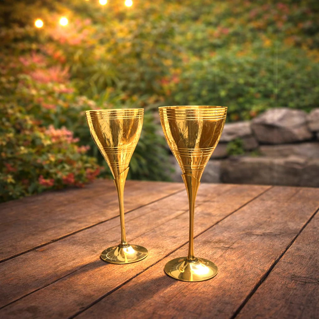 Brass Champagne Wine Glass Pair (8.5 Inch) - Image 2