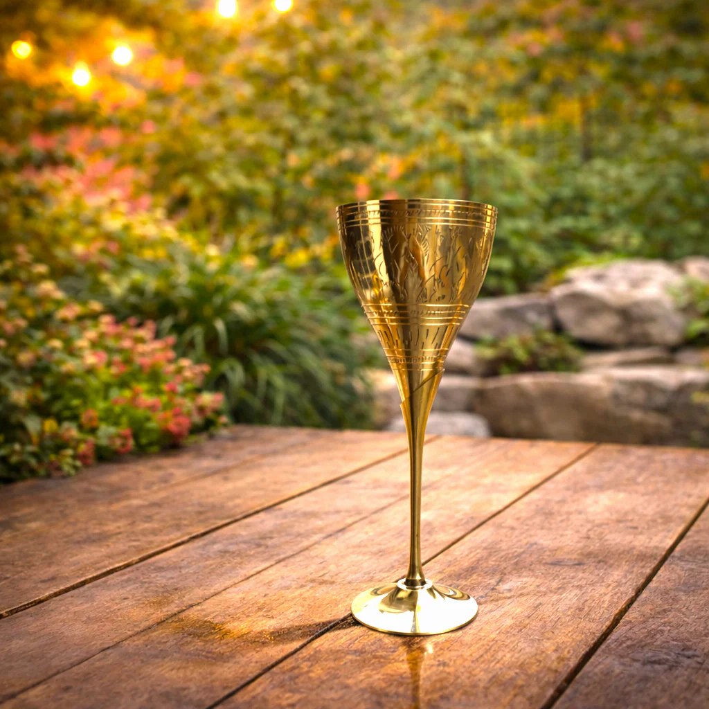 Brass Champagne Wine Glass Pair (8.5 Inch) - Image 3