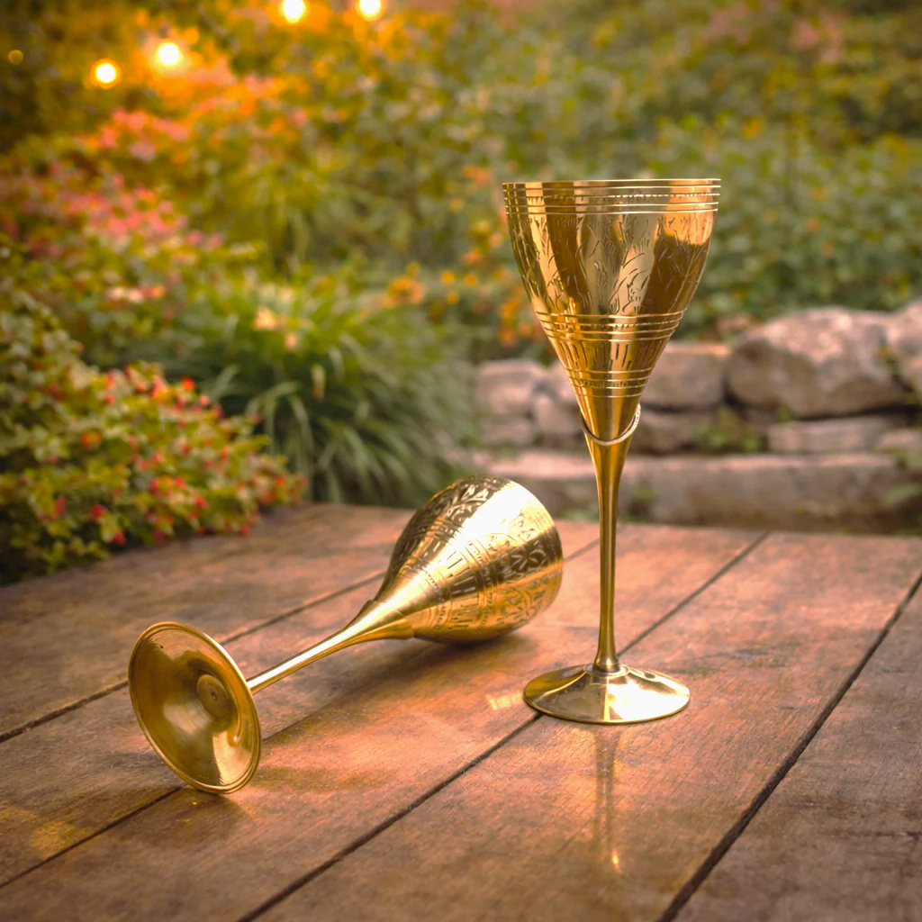 Brass Champagne Wine Glass Pair (8.5 Inch) - Image 4