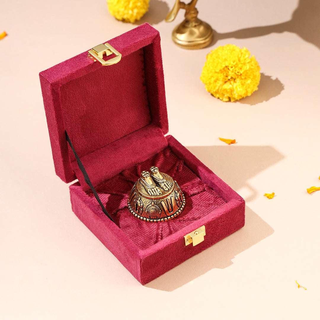 Brass Charan Paduka with Velvet Box – Divine Footprints of Lord Vishnu - Image 10