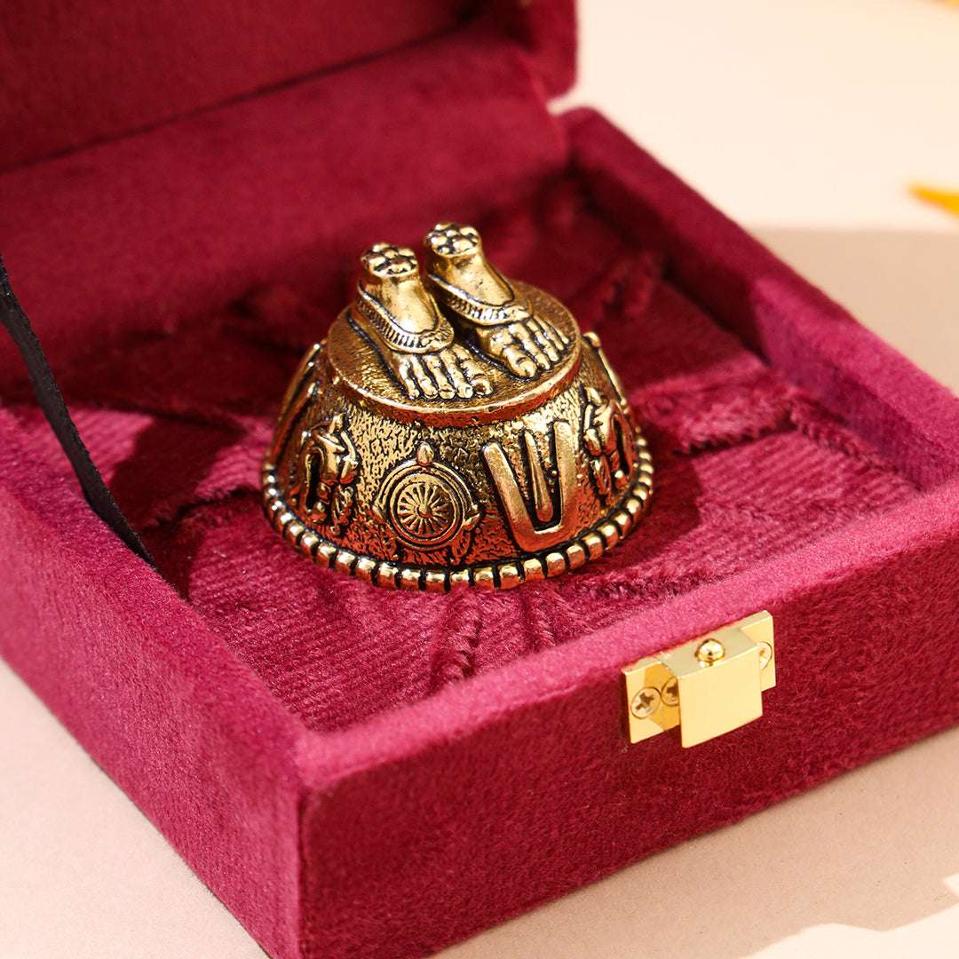 Brass Charan Paduka with Velvet Box – Divine Footprints of Lord Vishnu - Image 11