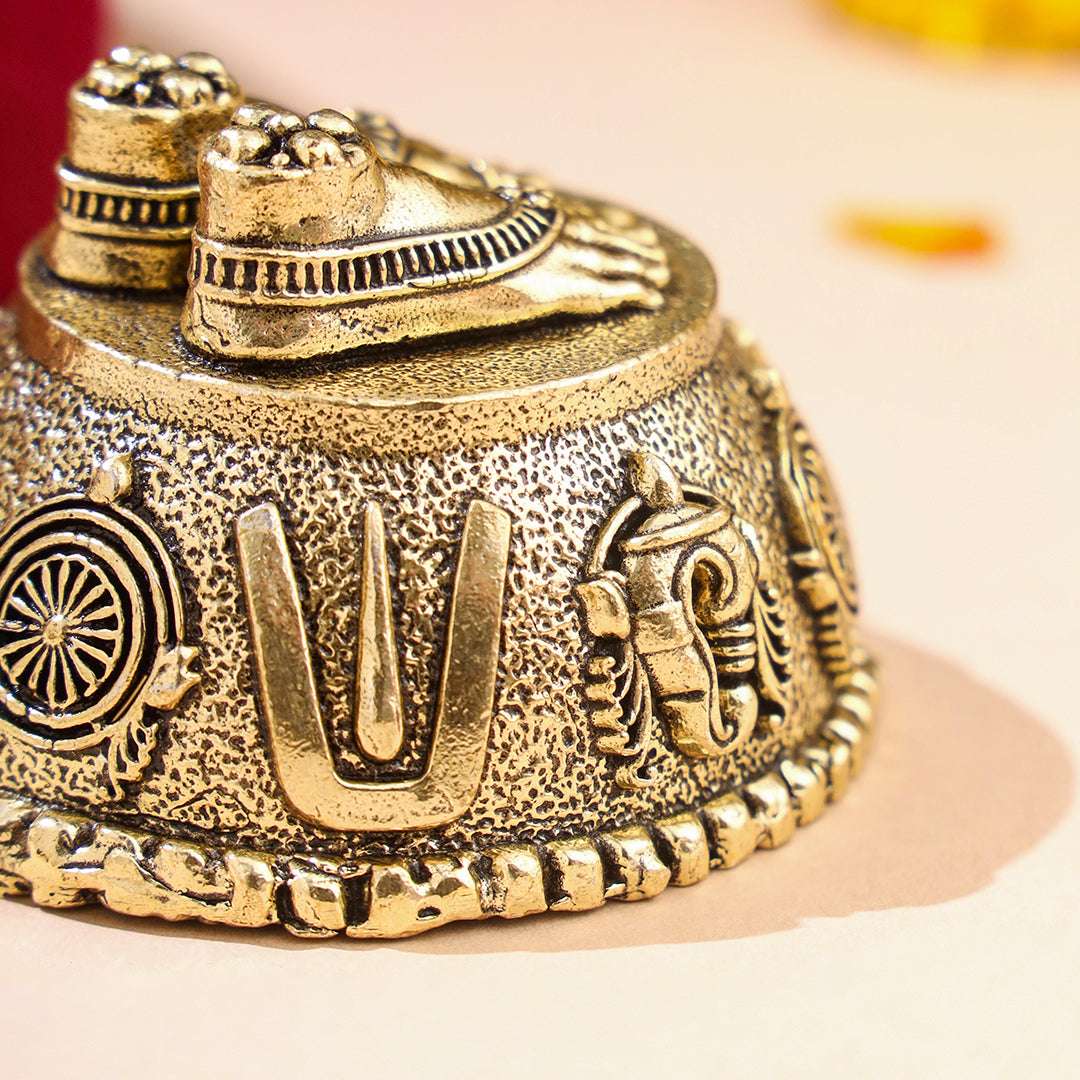 Brass Charan Paduka with Velvet Box – Divine Footprints of Lord Vishnu - Image 6