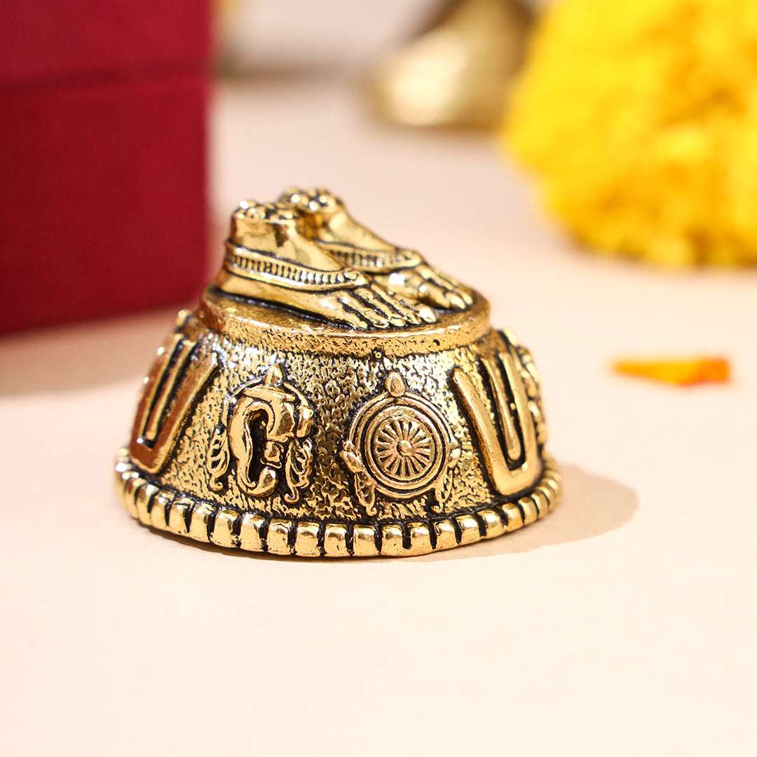 Brass Charan Paduka with Velvet Box – Divine Footprints of Lord Vishnu - Image 8