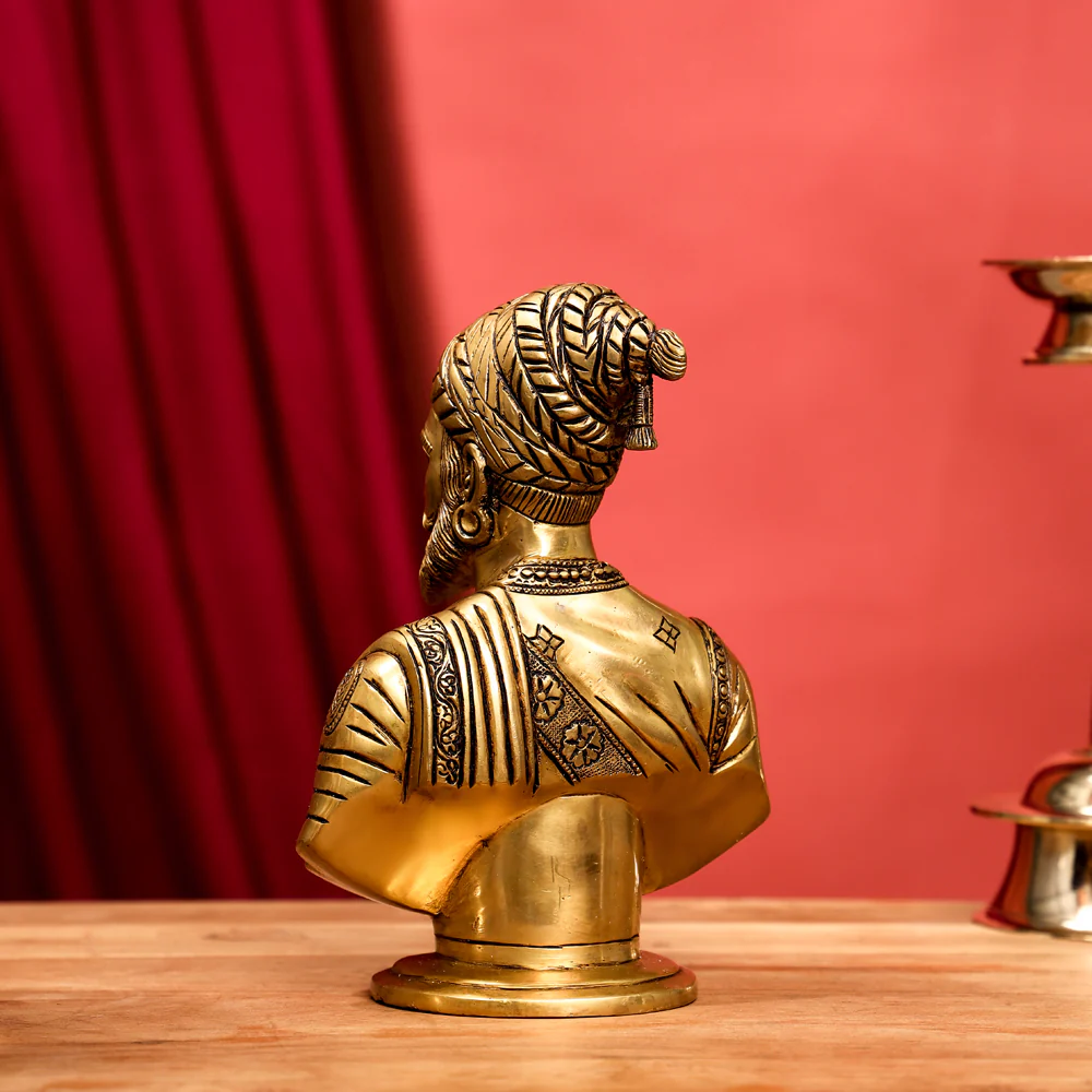 Brass Chatrapati Shivaji Maharaj Bust Sculpture (7.5 Inch) - Image 4