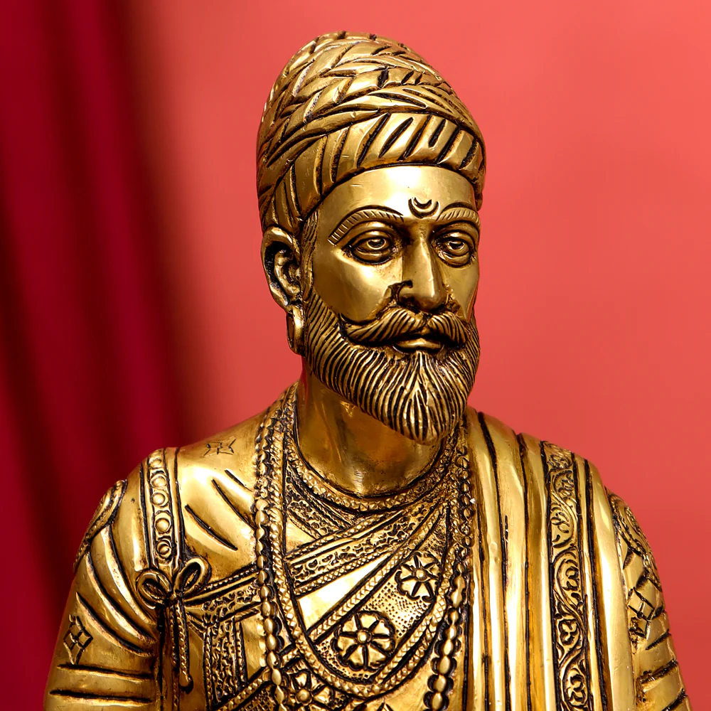 Brass Chatrapati Shivaji Maharaj Bust Sculpture (7.5 Inch) - Image 5