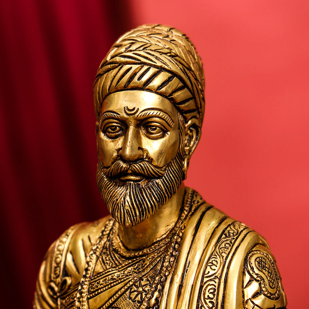 Brass Chatrapati Shivaji Maharaj Bust Sculpture (7.5 Inch) - Image 6