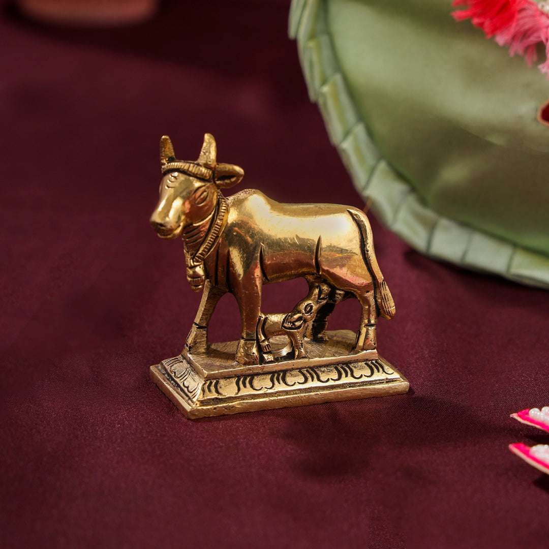 Brass Sindoor Box & Tortoise Diya Shrinathji Festive Potli/Hamper - Image 9
