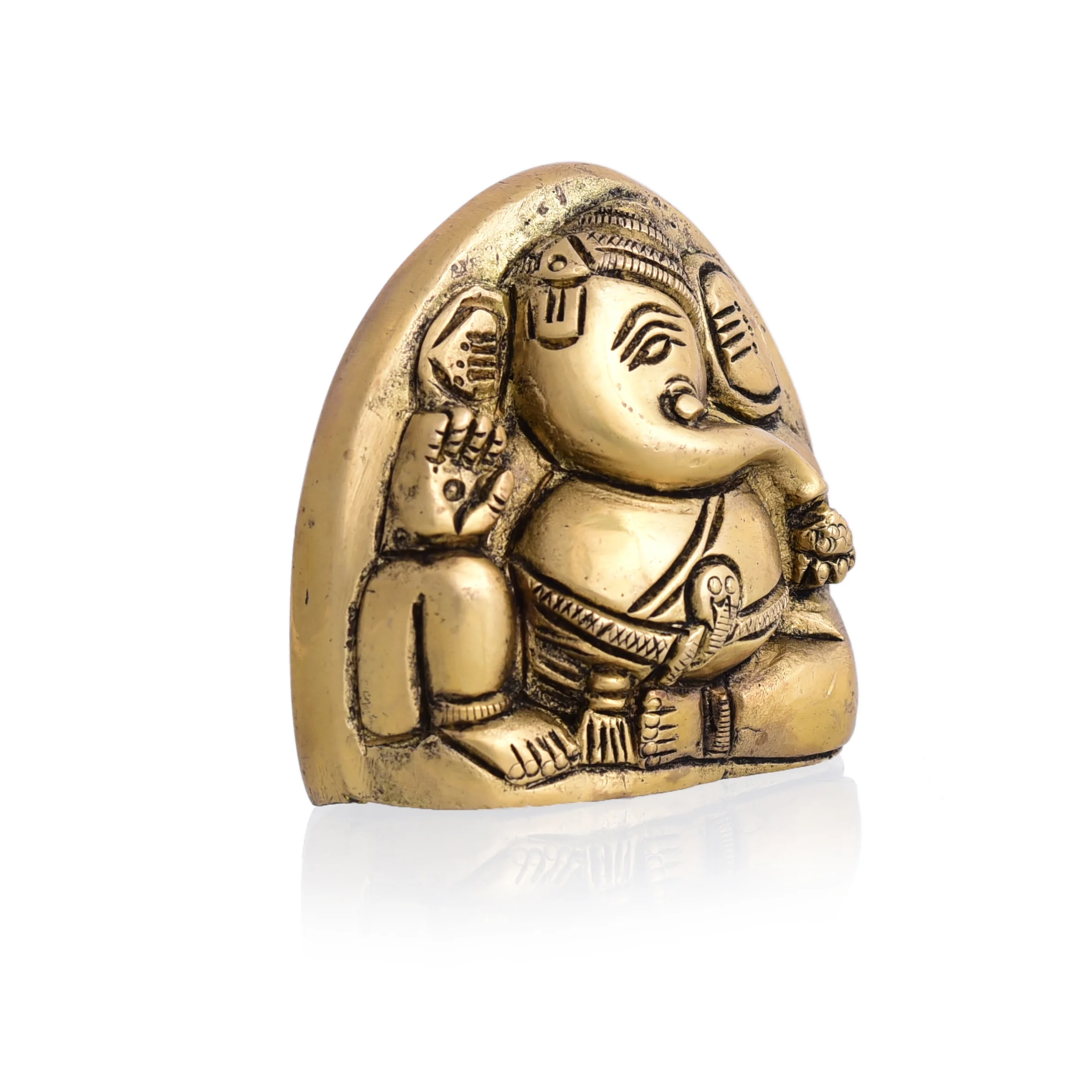 Brass Coconut Shape Sitting Ganesha Idol (2.2 Inch) - Image 3