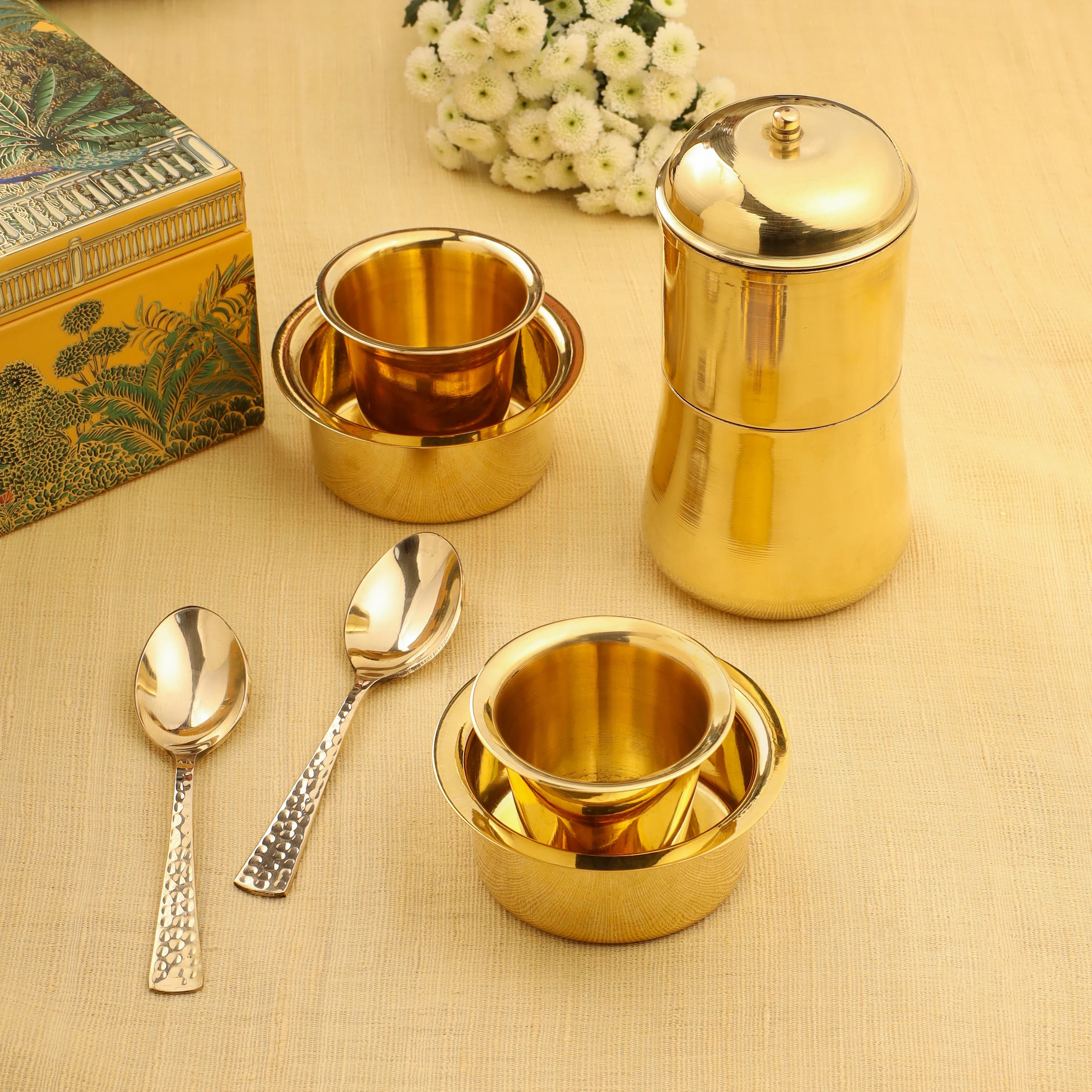 Brass Coffee Maker And Davara Set Corporate/Gift Hamper - Image 3