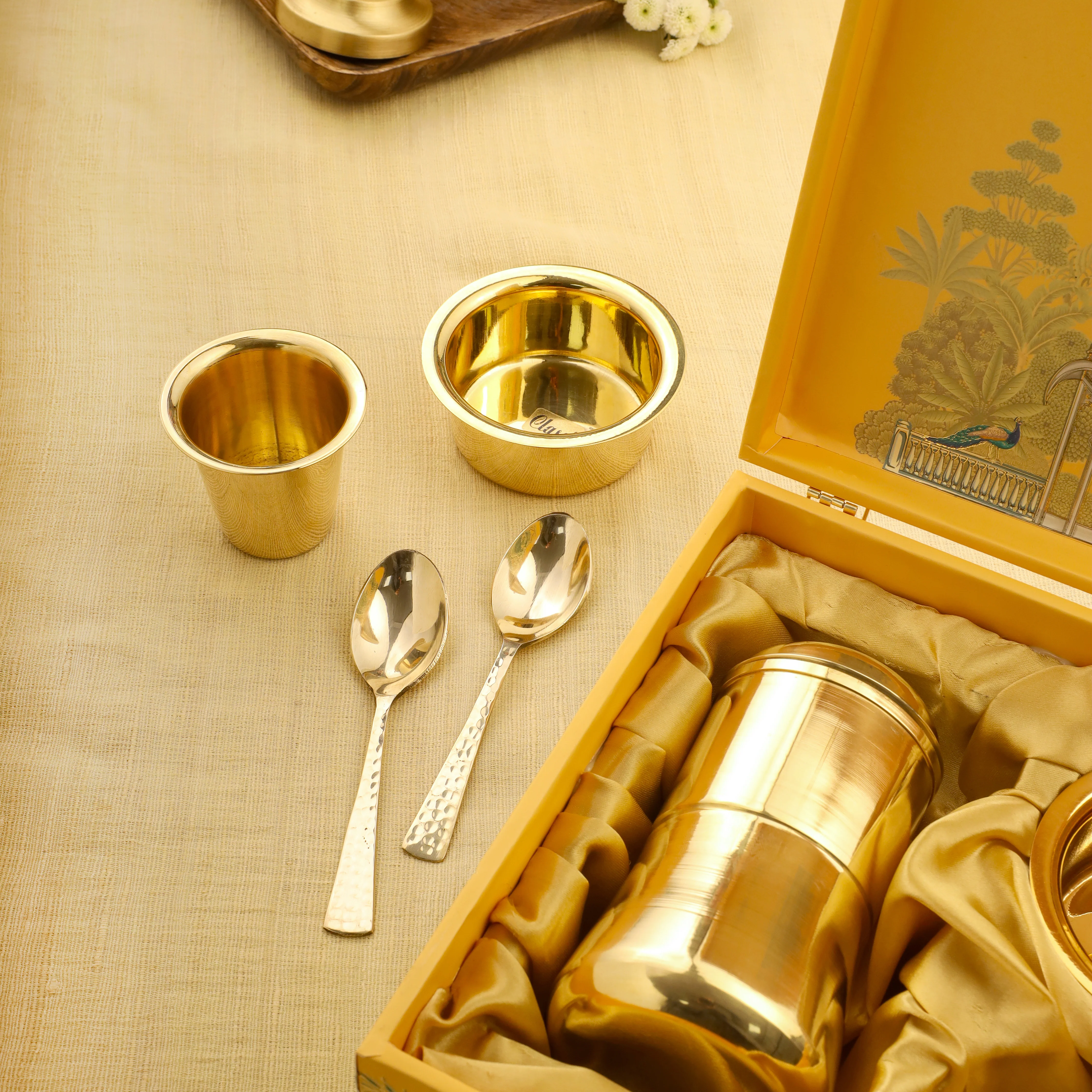 Brass Coffee Maker And Davara Set Corporate/Gift Hamper - Image 4