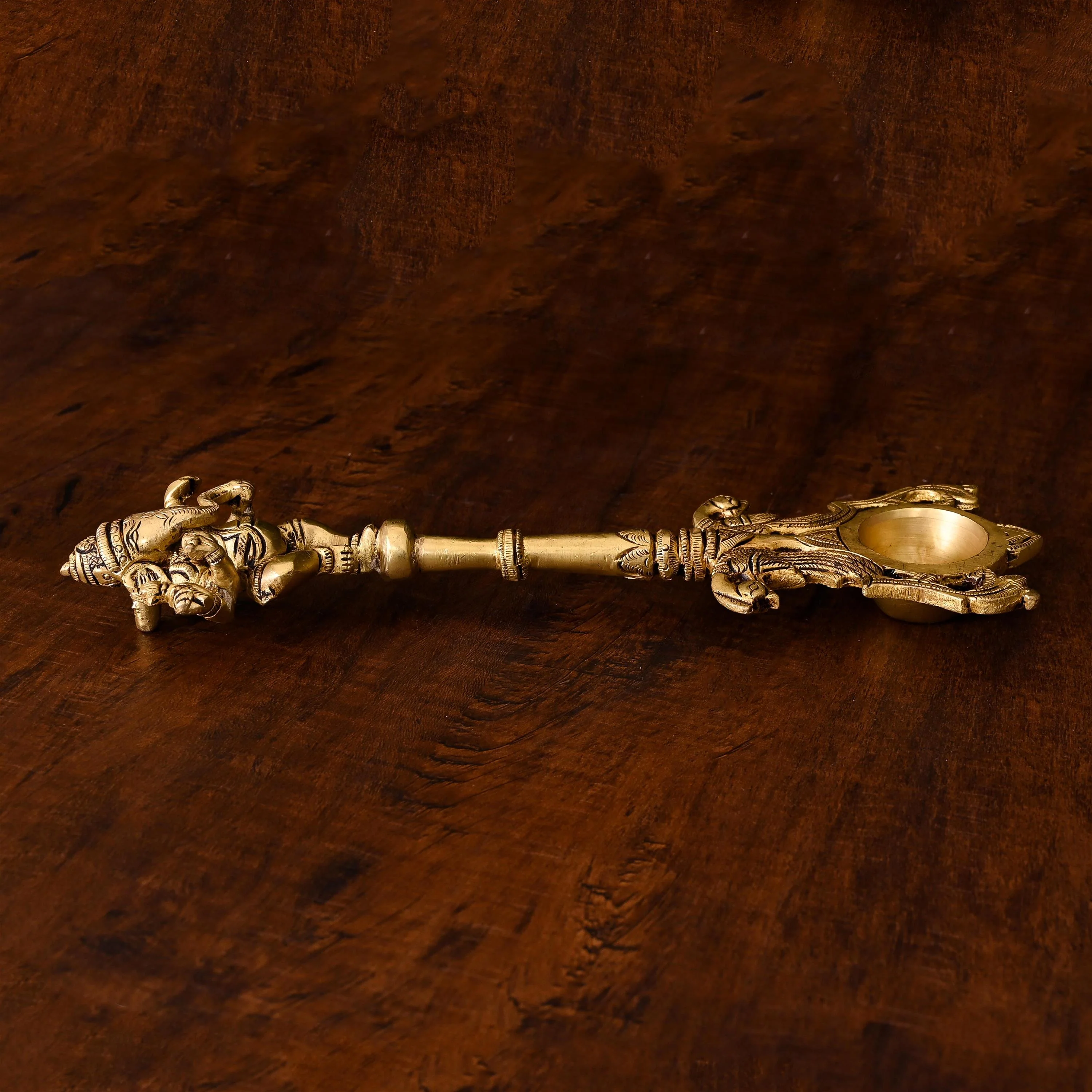 Brass Dancing Ganesha Ahuti Spoon (10.5 Inch) - Image 2
