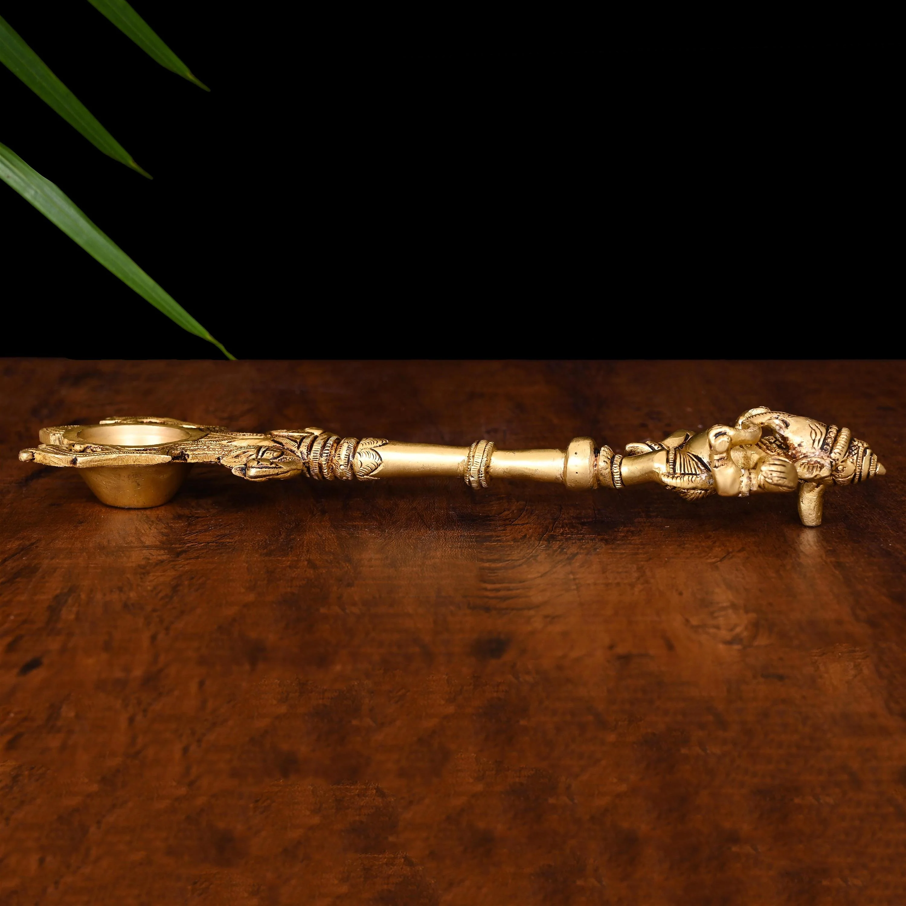Brass Dancing Ganesha Ahuti Spoon (10.5 Inch) - Image 3