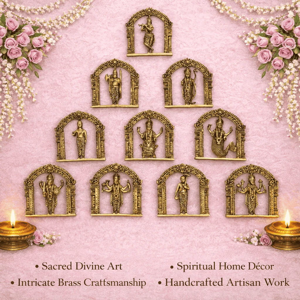Brass Dashavatara Wall Hanging Plates Set (6 Inch) - Image 6