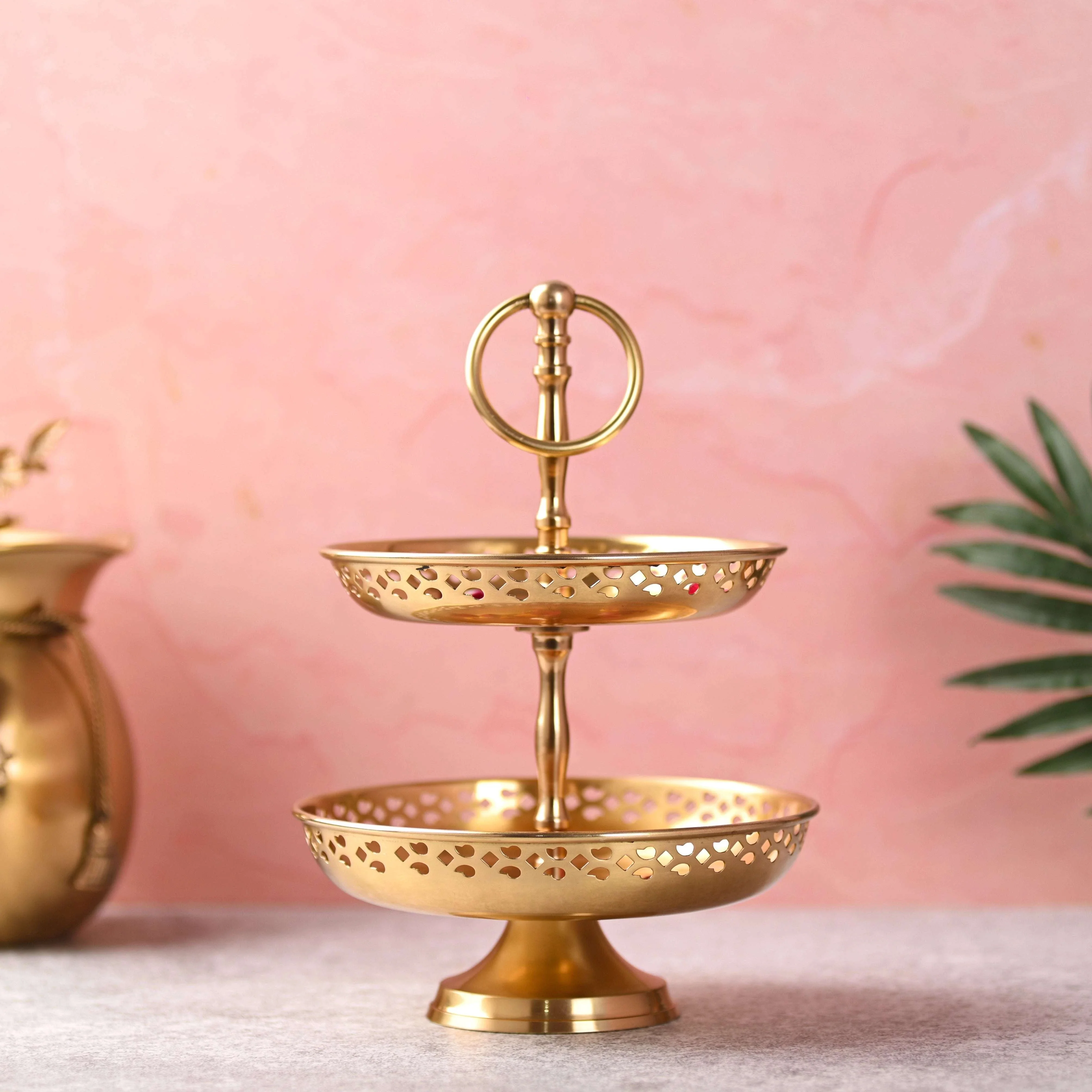 Brass 2 Tier Cake/Fruit Stand (11.5 Inch) - Image 2