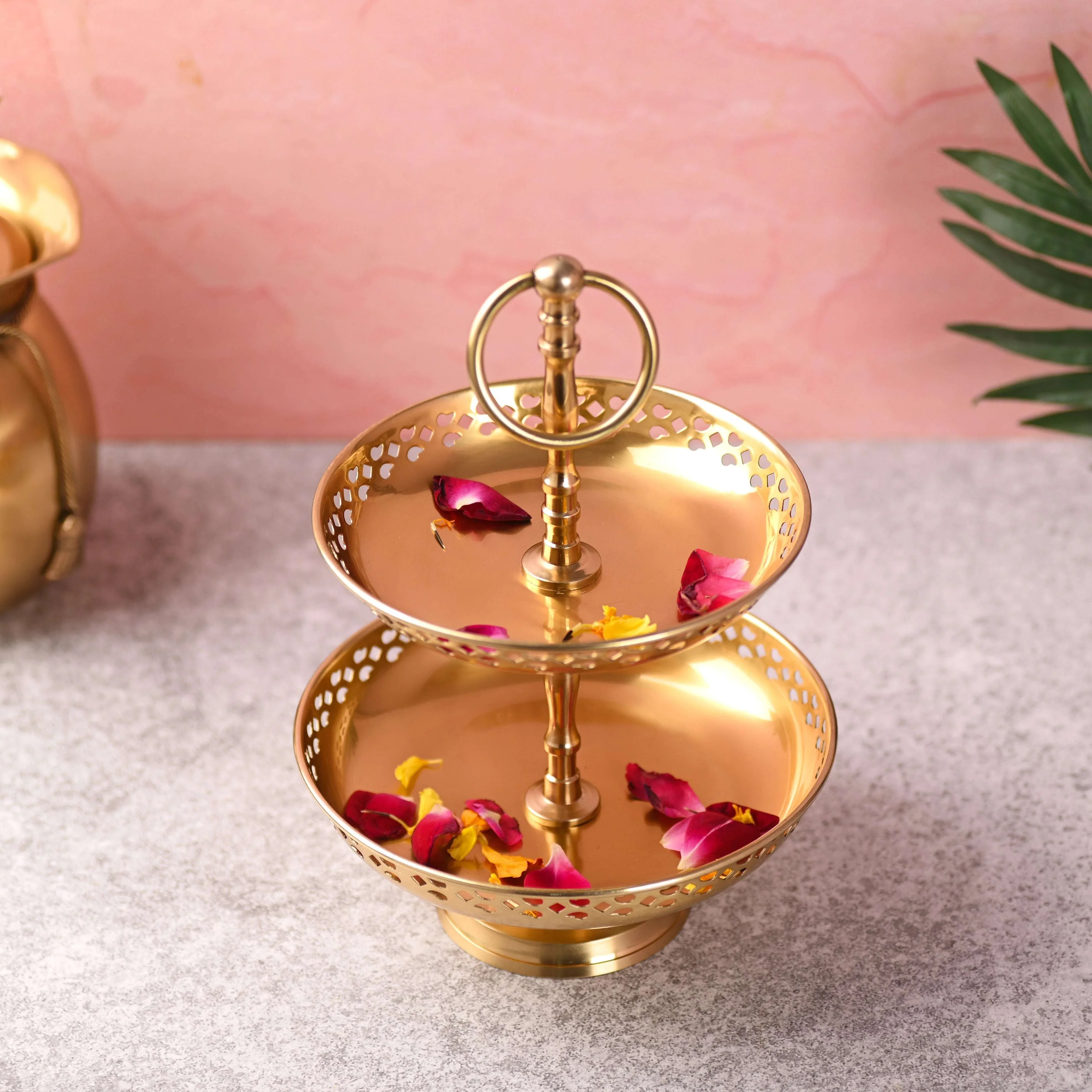 Brass 2 Tier Cake/Fruit Stand (11.5 Inch) - Image 3
