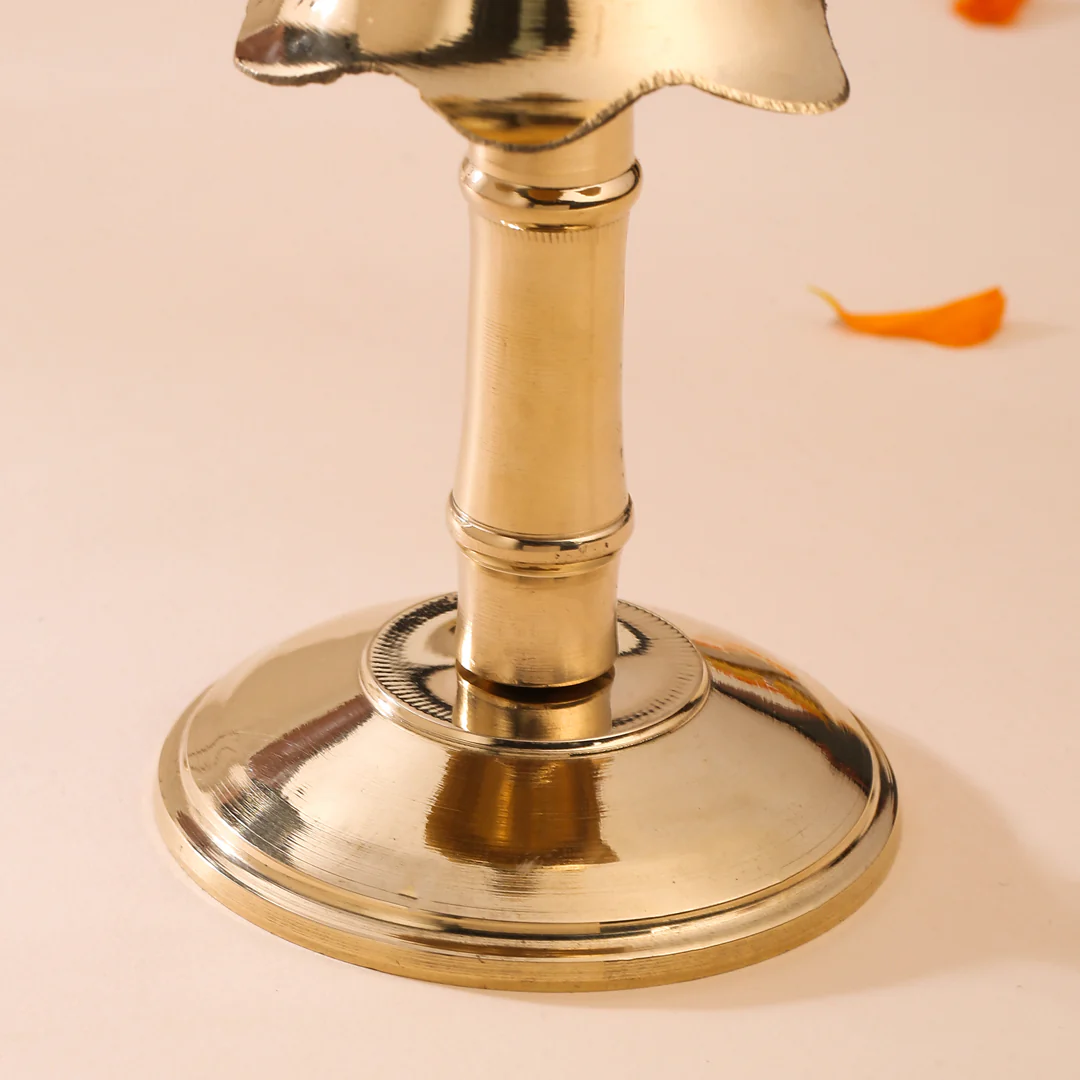 Brass Akhand Lotus Diya - Image 3