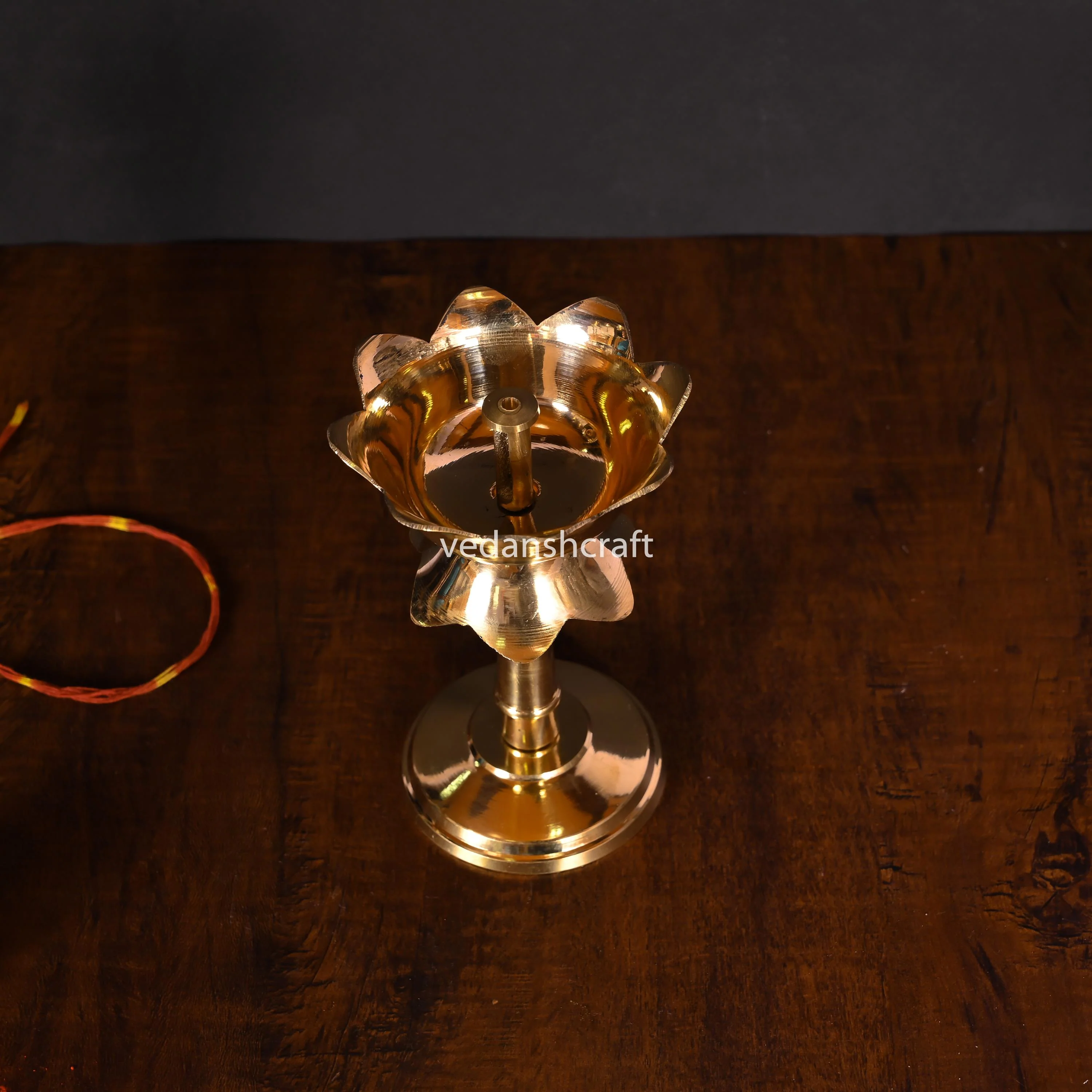 Brass Akhand Lotus Diya - Image 6