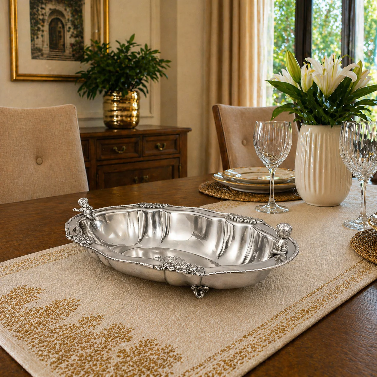 Brass Decorative Oval Serving Fruit, Dish Bowl - Image 10