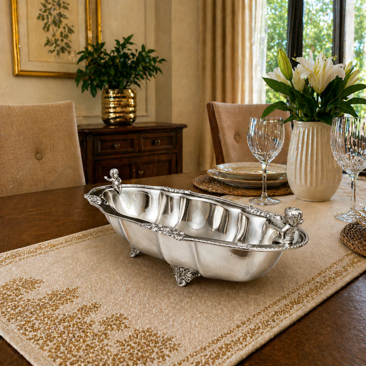 Brass Decorative Oval Serving Fruit, Dish Bowl - Image 11
