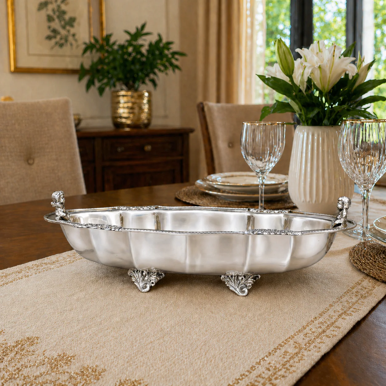 Brass Decorative Oval Serving Fruit, Dish Bowl - Image 12