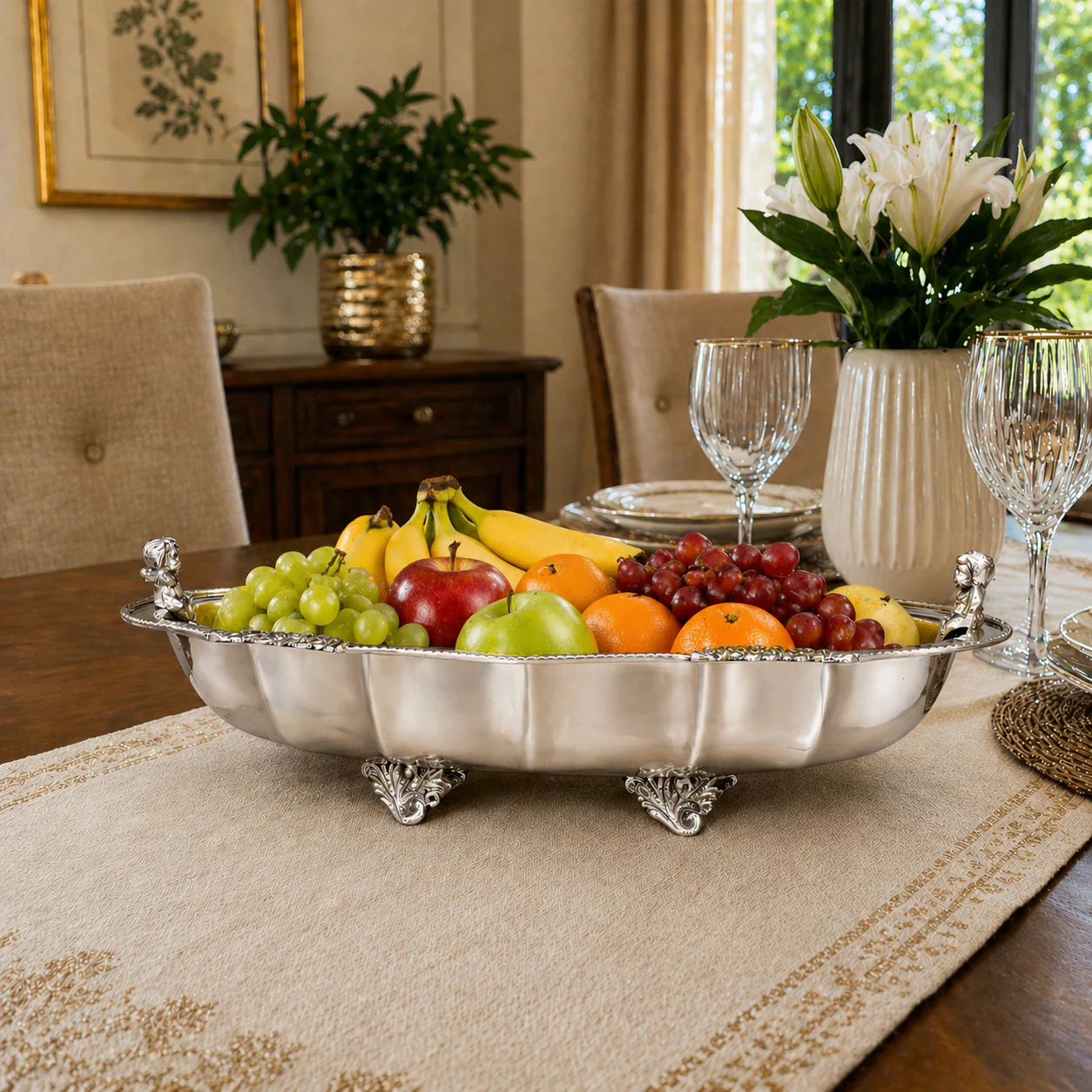Brass Decorative Oval Serving Fruit, Dish Bowl - Image 13