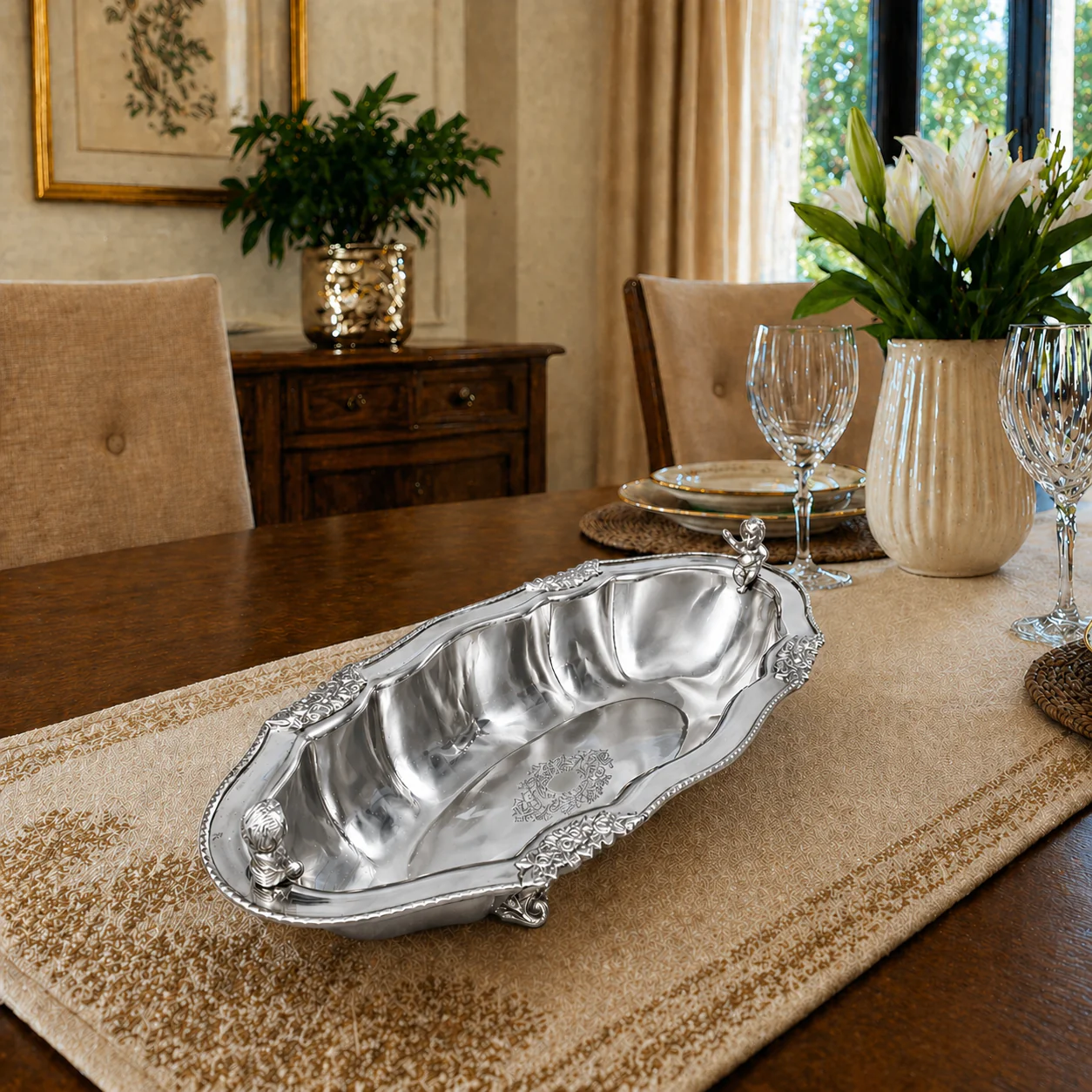 Brass Decorative Oval Serving Fruit, Dish Bowl - Image 7