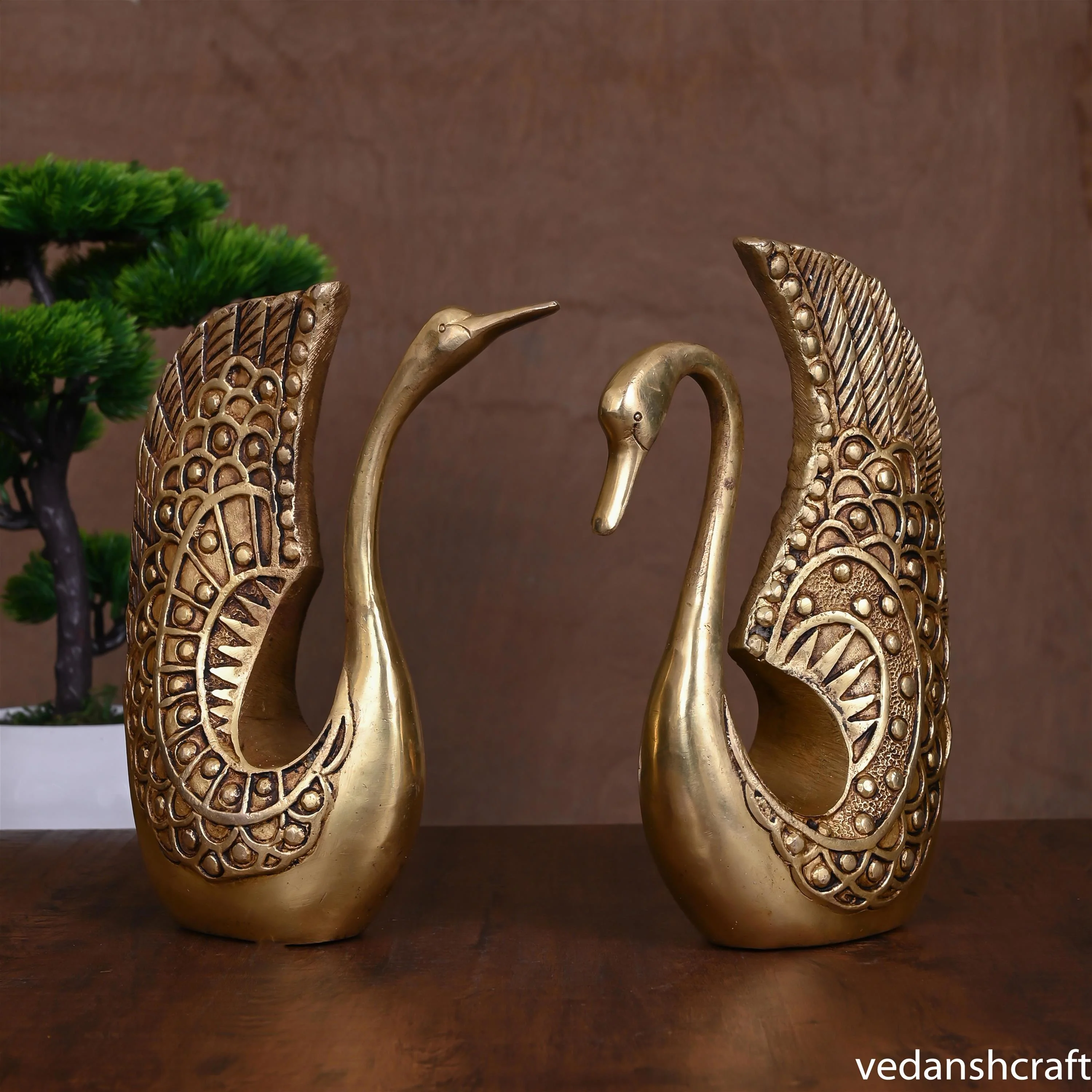 BRASS DECORATIVE SWAN SET (9") - Image 2