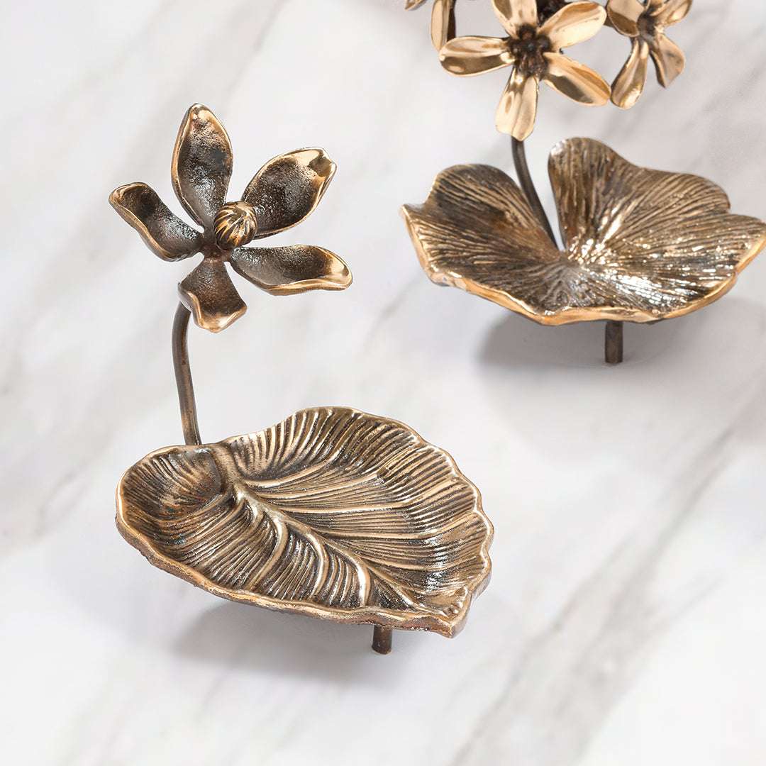 Brass Decorative Urli With Flower Showpiece (7 Inch) - Image 3