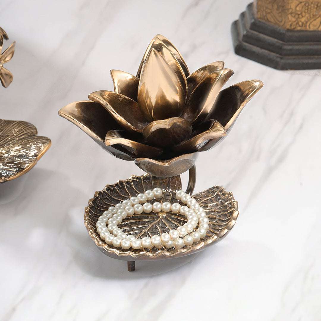 Brass Decorative Urli With Flower Showpiece (7 Inch) - Image 4