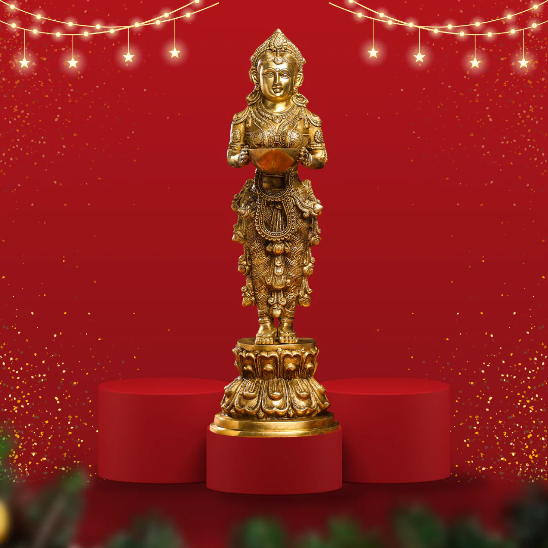 Brass Standing Deep Lakshmi Idol - Image 10