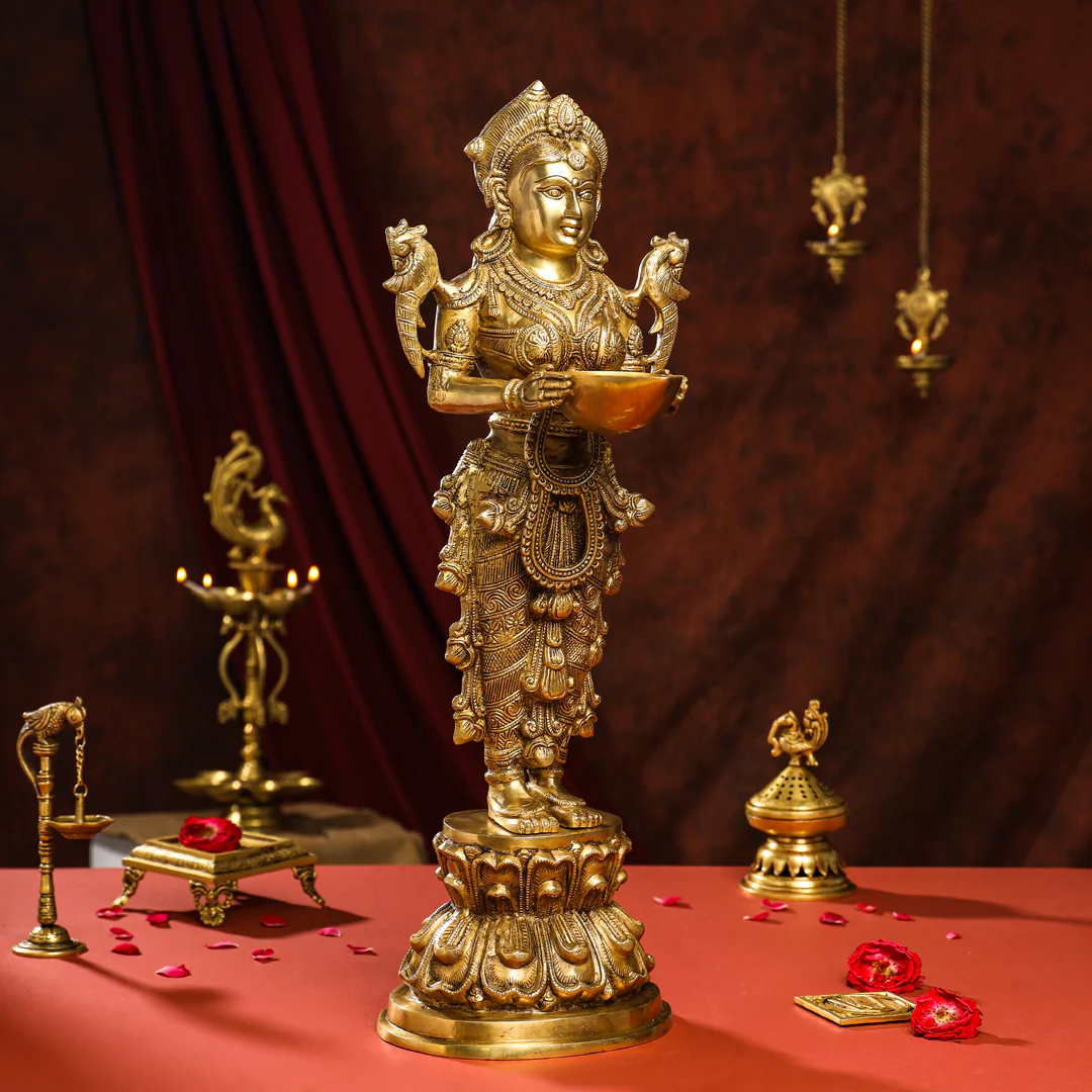Brass Standing Deep Lakshmi Idol - Image 2