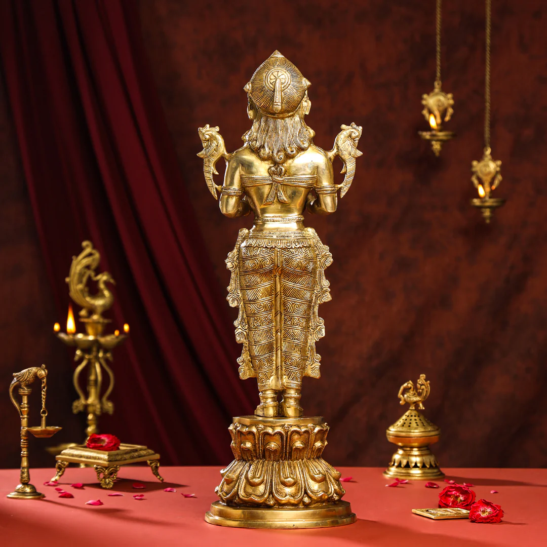 Brass Standing Deep Lakshmi Idol - Image 4