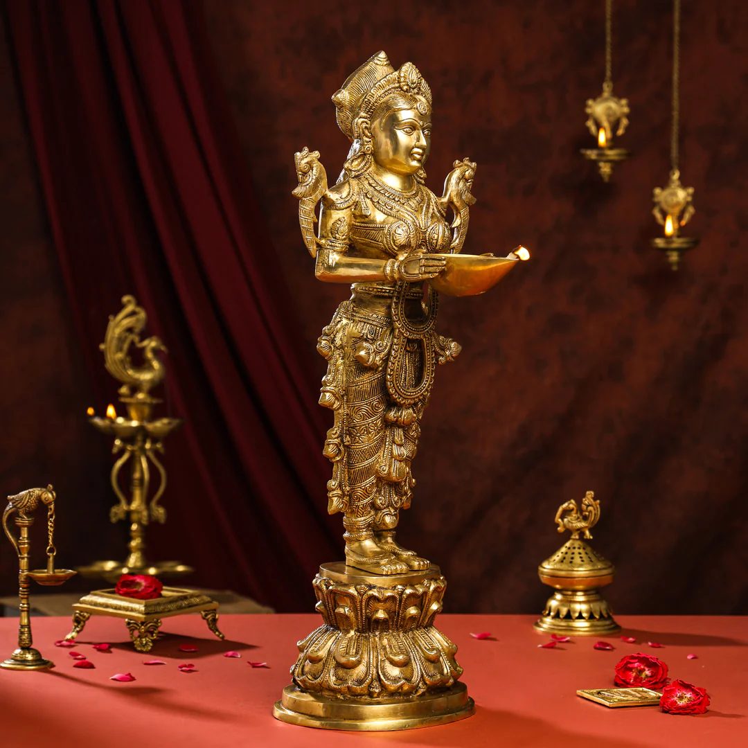 Brass Standing Deep Lakshmi Idol - Image 5