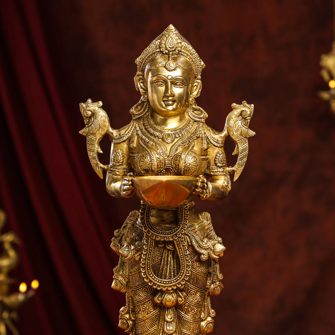 Brass Standing Deep Lakshmi Idol - Image 6