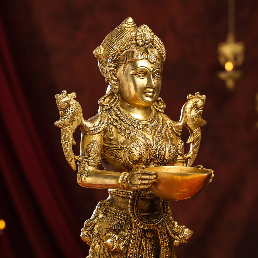 Brass Standing Deep Lakshmi Idol - Image 7