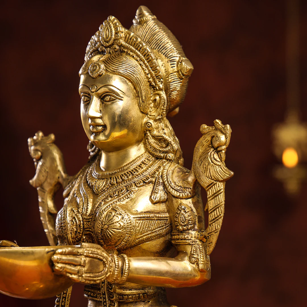 Brass Standing Deep Lakshmi Idol - Image 8