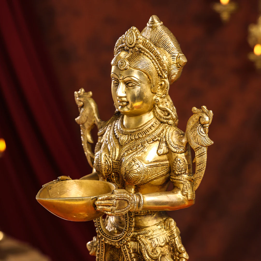 Brass Standing Deep Lakshmi Idol - Image 9
