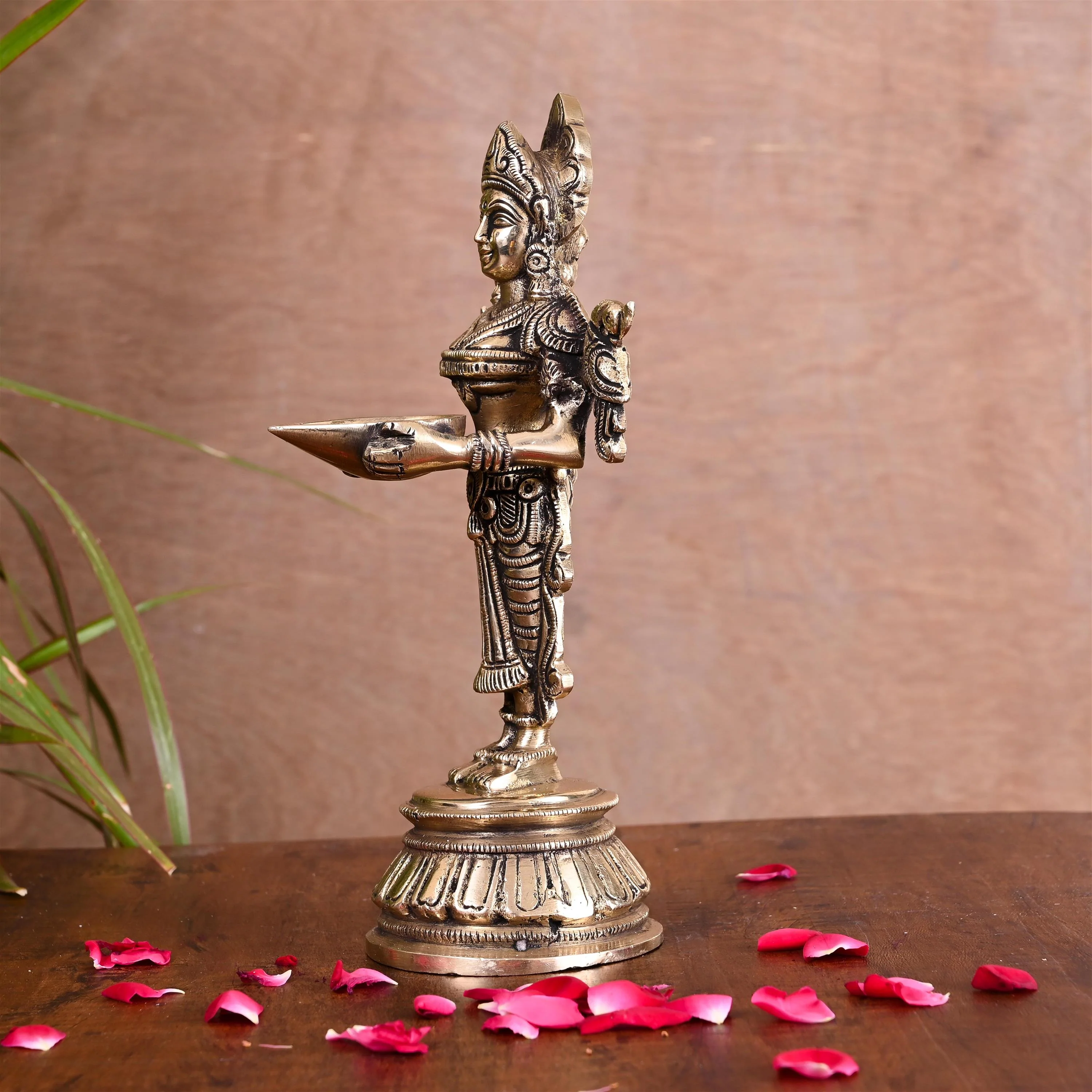 Brass Standing Deep Lakshmi Idol (9.2 Inch) - Image 3