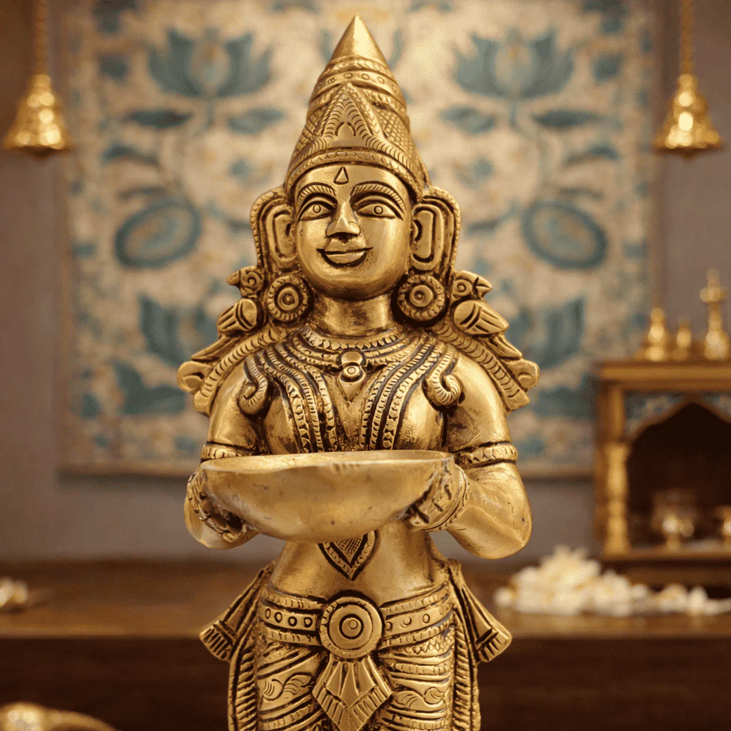 Brass Deep Lakshmi Standing Idol (12.5 Inch) - Image 2