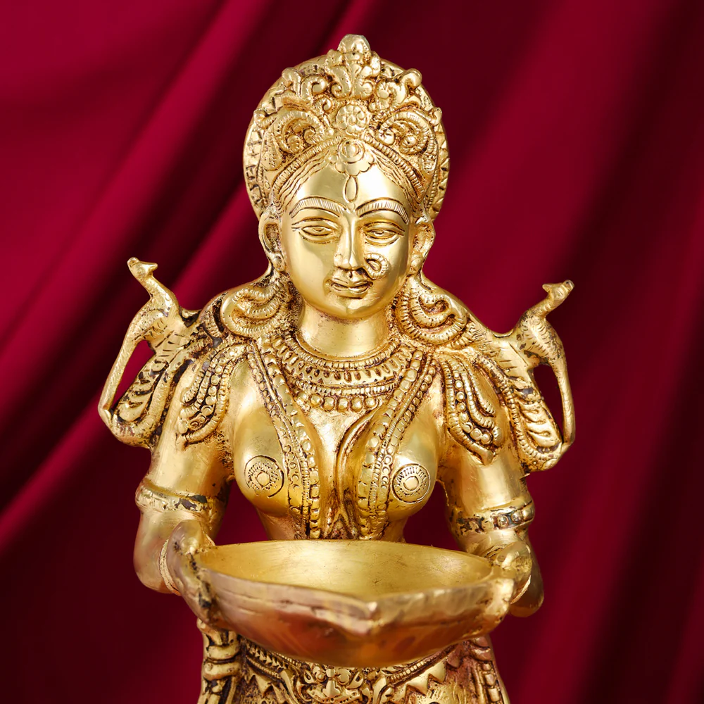 Brass Standing Deep Lakshmi Statue (22 Inch) - Image 4